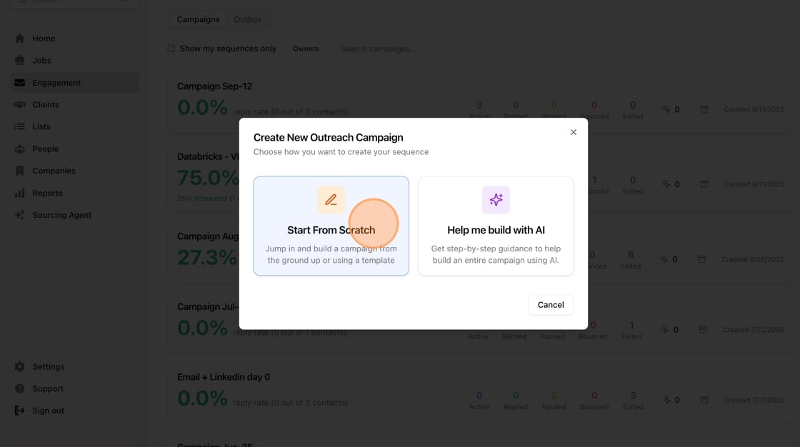 Setting up your multi-step outreach campaign — screenshot 3