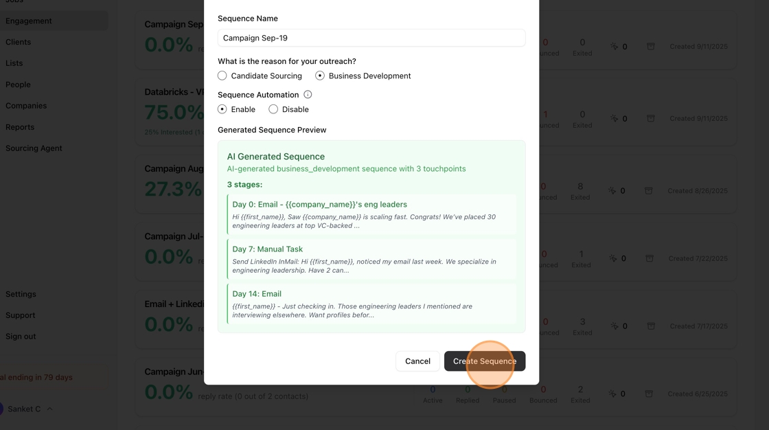 Setting up your multi-step outreach campaign — screenshot 8