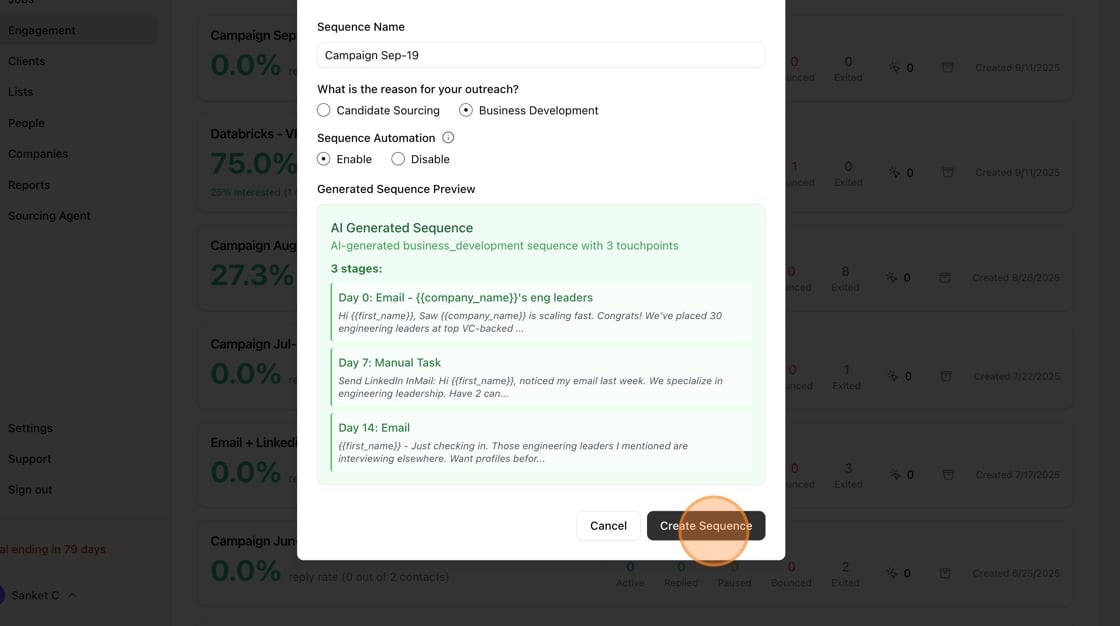 Setting up your multi-step outreach campaign — screenshot 8