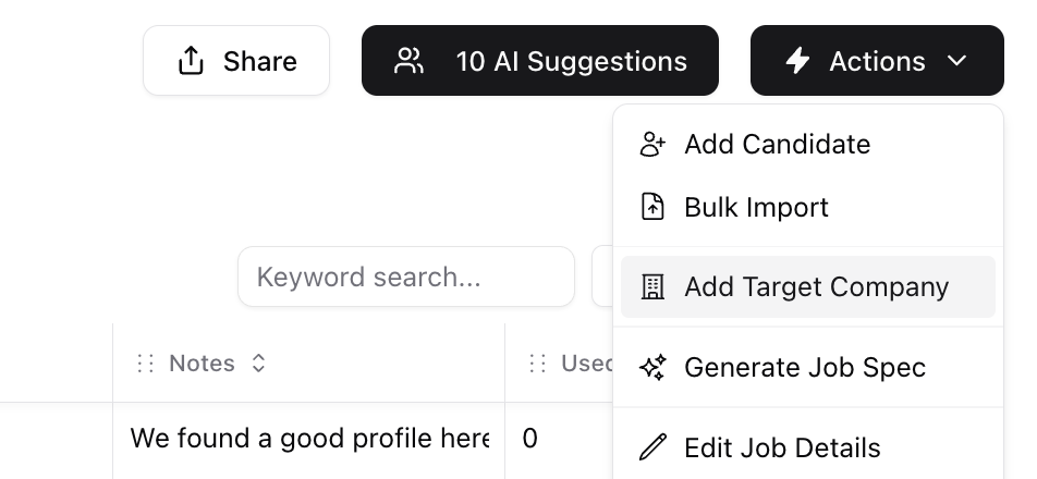 Target companies — screenshot 2