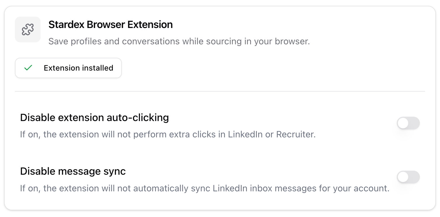 Browser Extension install and toggles