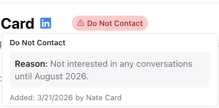 Marking a person as Do Not Contact — screenshot 2