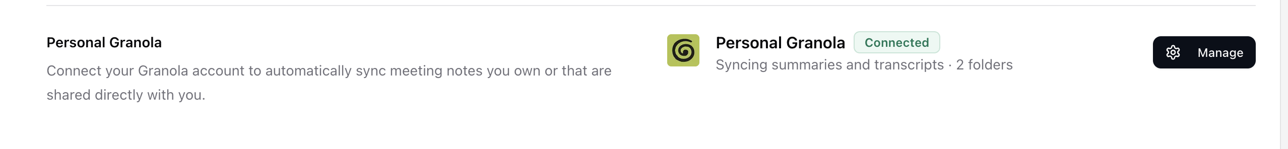 Connecting your Personal Granola account — screenshot 8