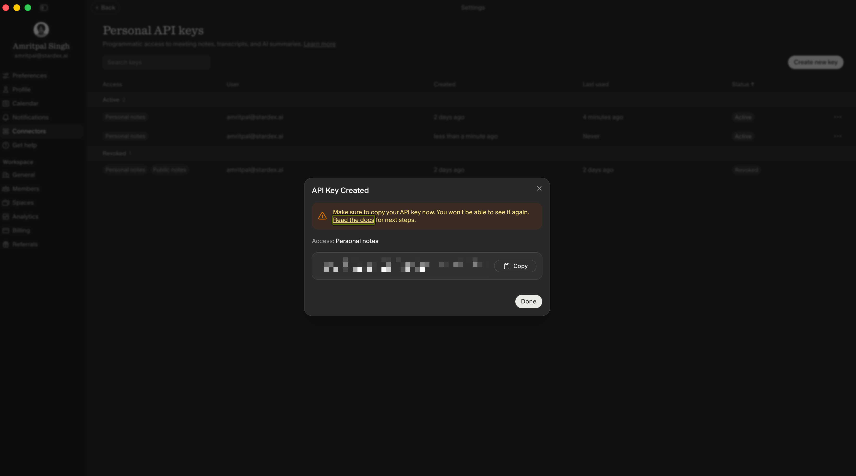 Connecting your Personal Granola account — screenshot 4