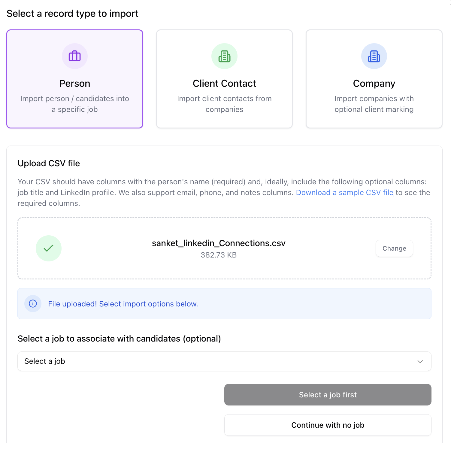Importing your LinkedIn connections — screenshot 5