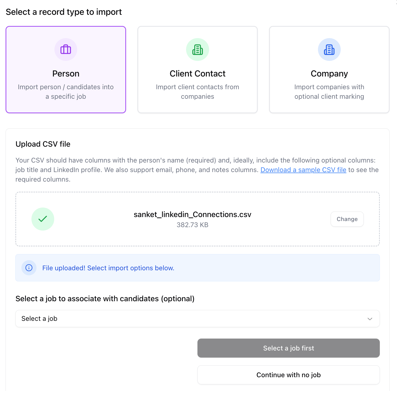 Importing your LinkedIn connections — screenshot 5