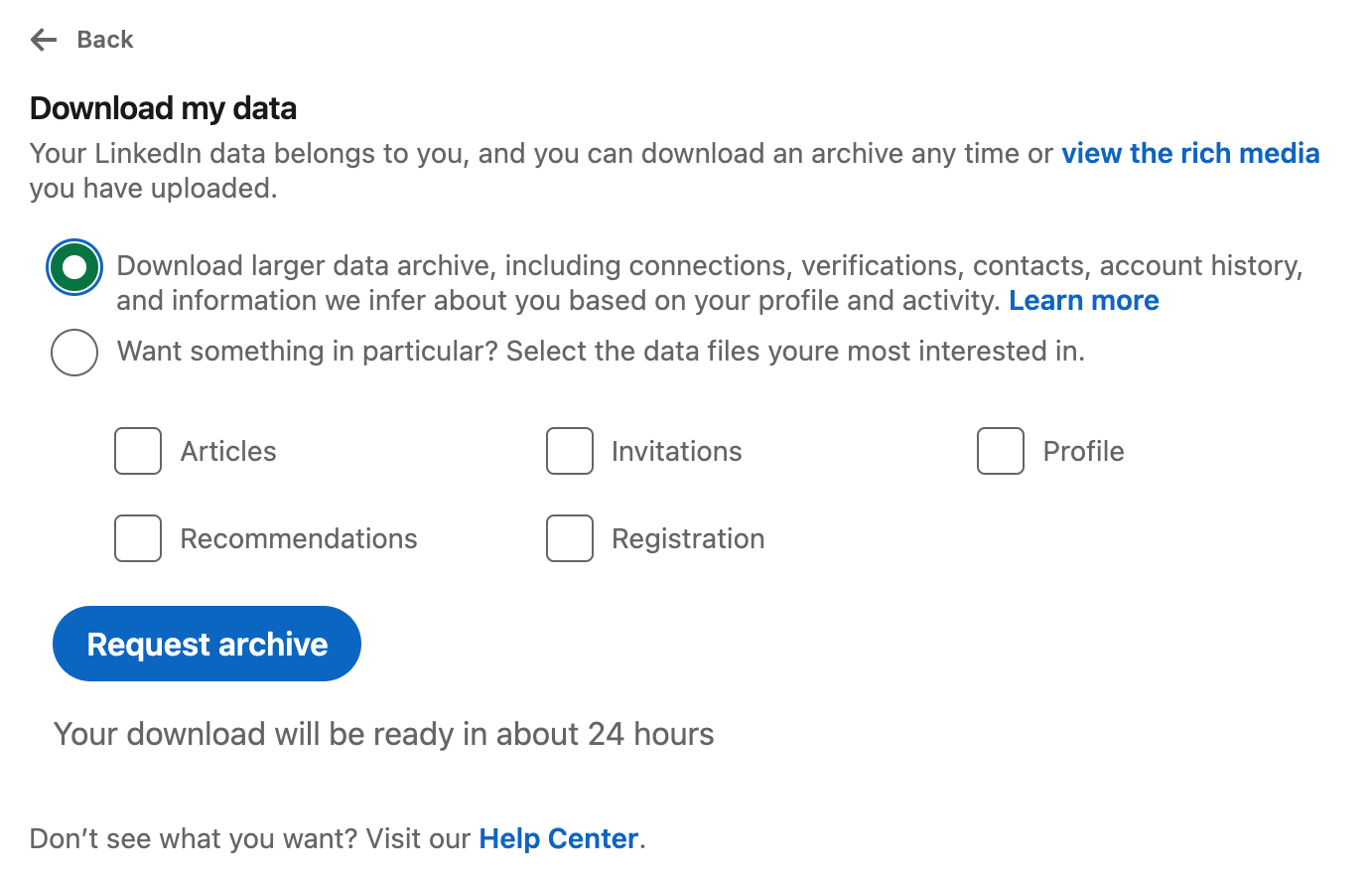 Importing your LinkedIn connections — screenshot 1