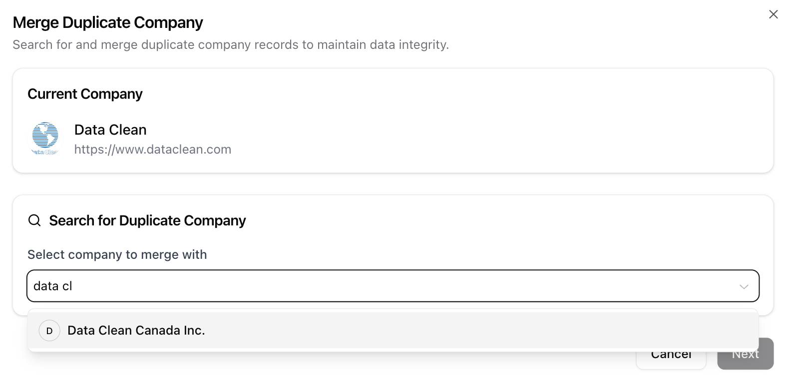 Merging duplicates — screenshot 2