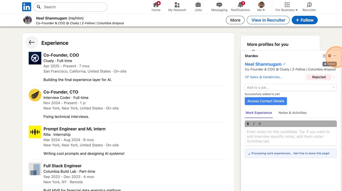 One-click sourcing via Chrome extension — screenshot 2