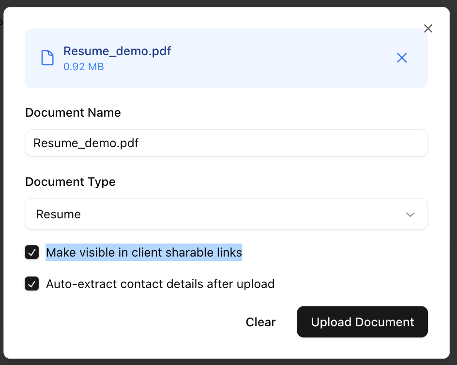 Share specific notes in the client shareable link — screenshot 22