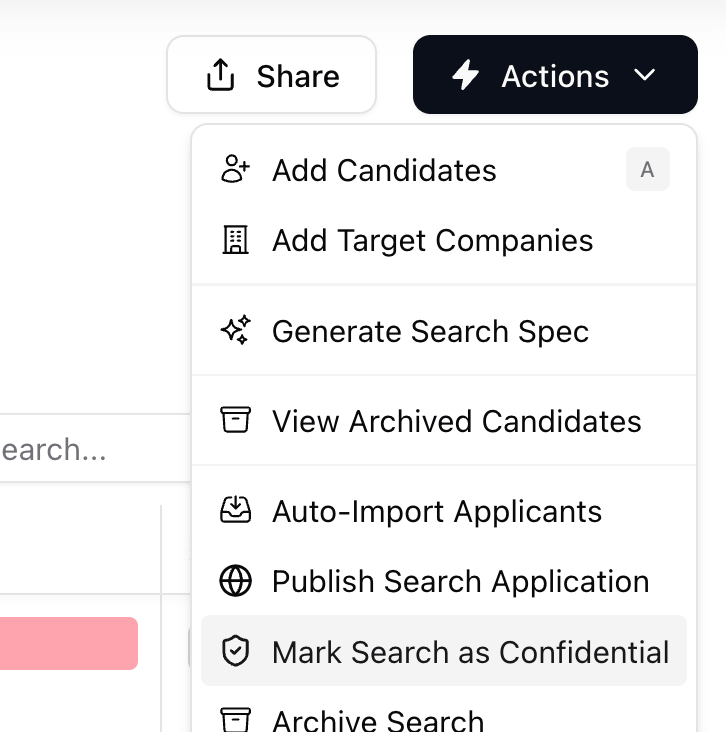 Marking a search as confidential — screenshot 1