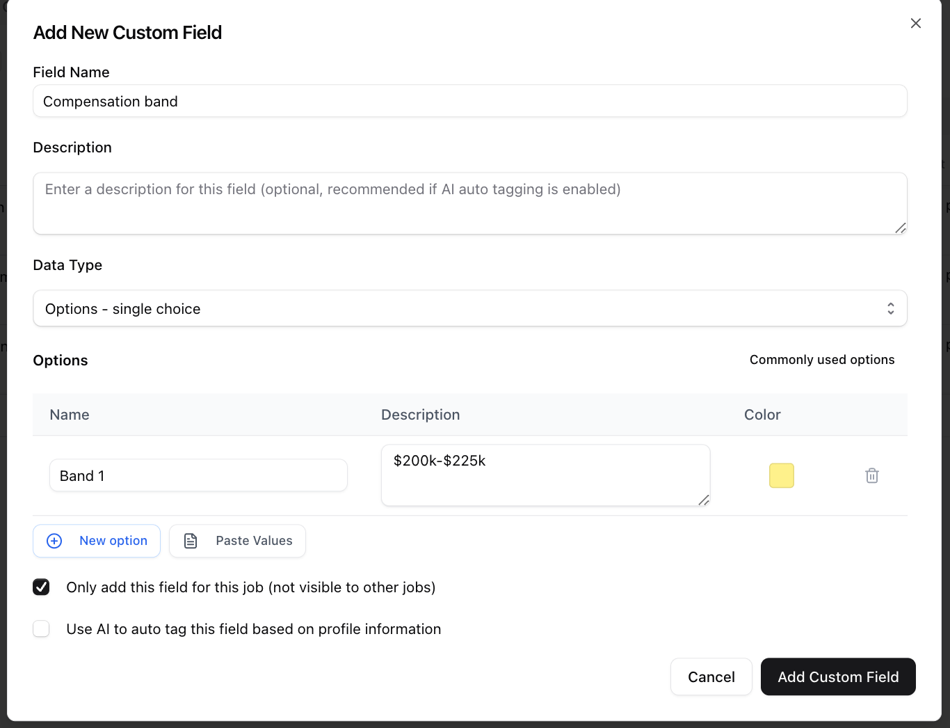 Job or client-specific columns — screenshot 8