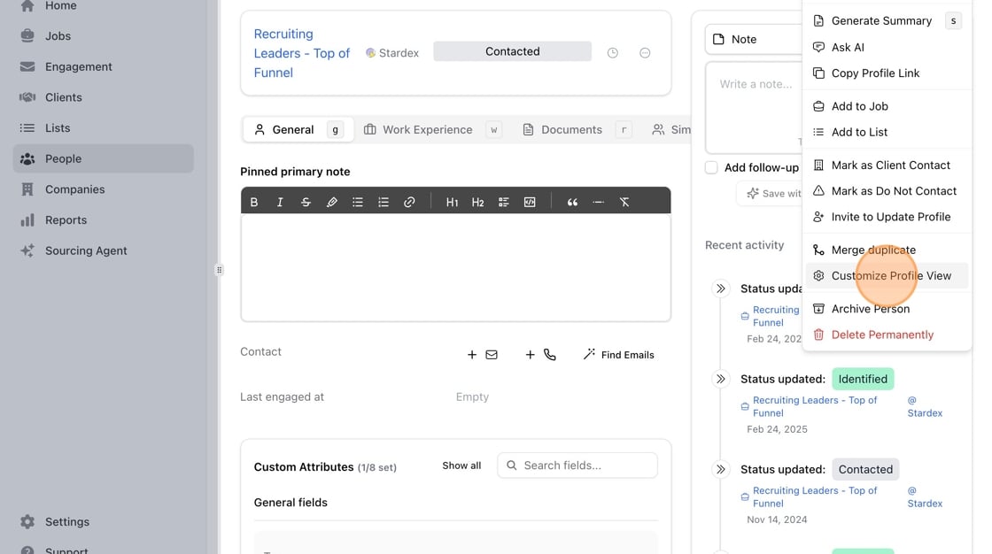 Customize profile view — screenshot 2