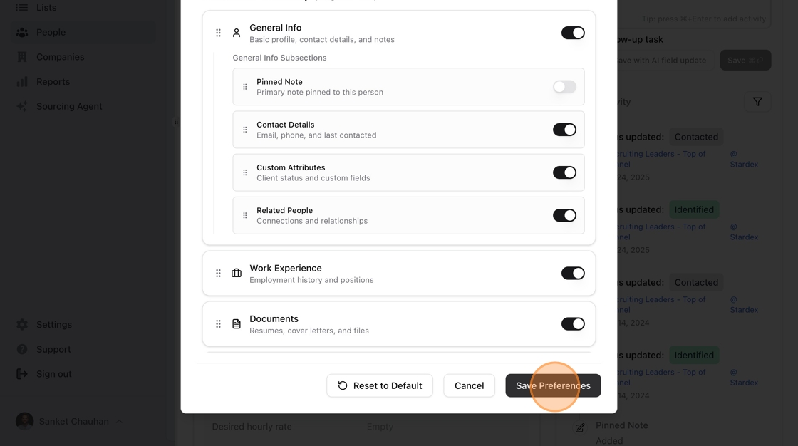 Customize profile view — screenshot 5