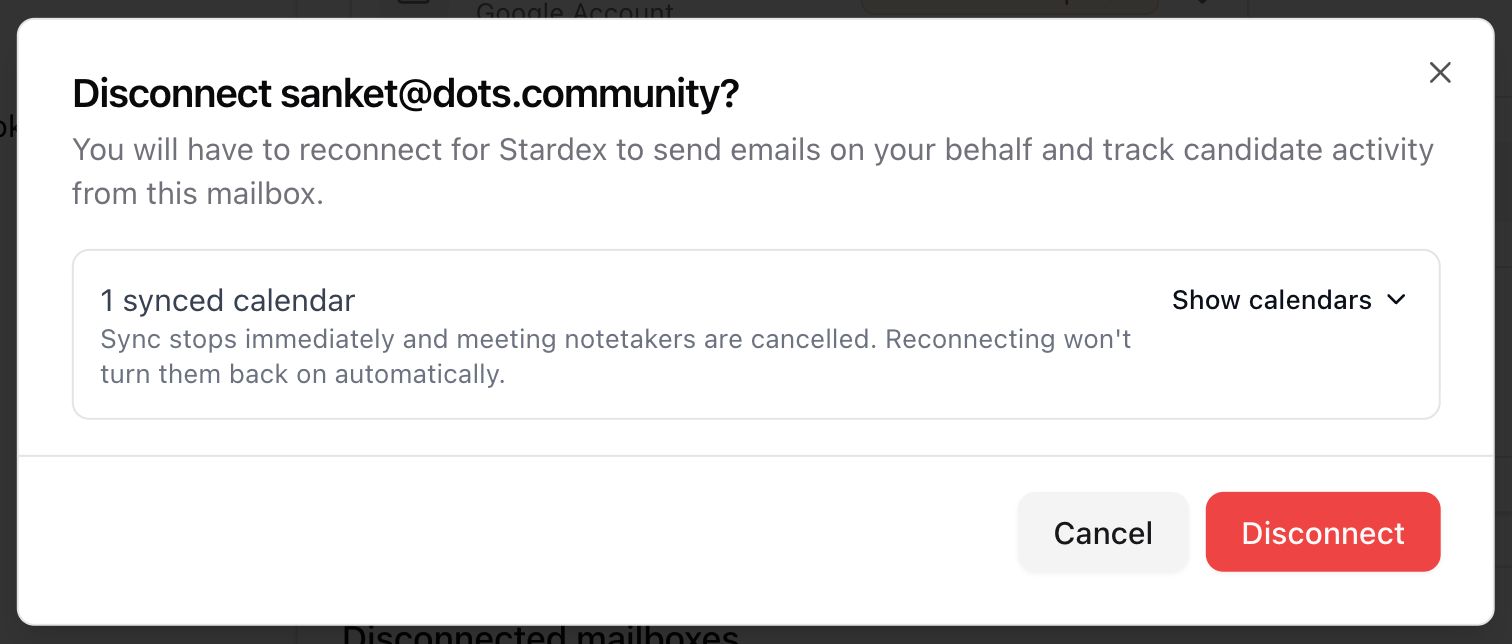 Disconnect mailbox confirmation