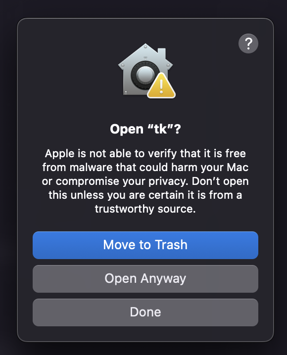 Open tk confirmation dialog
