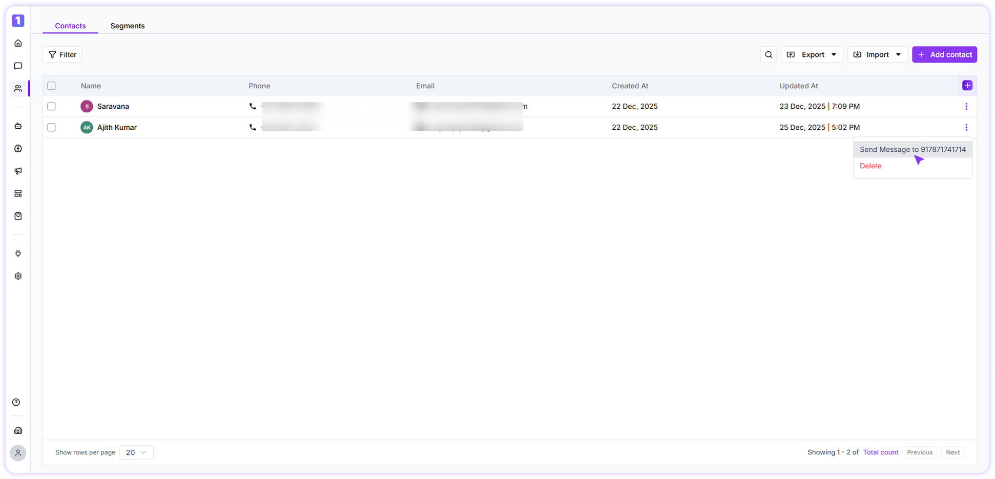 Send Message From Contact