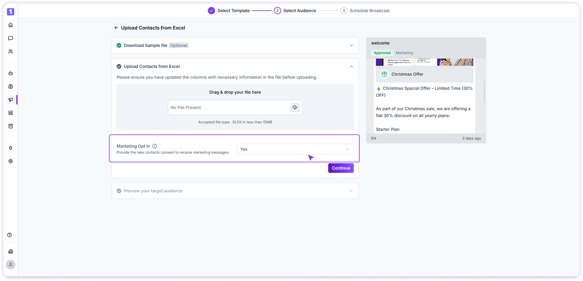 Marketing Opt In Broadcast