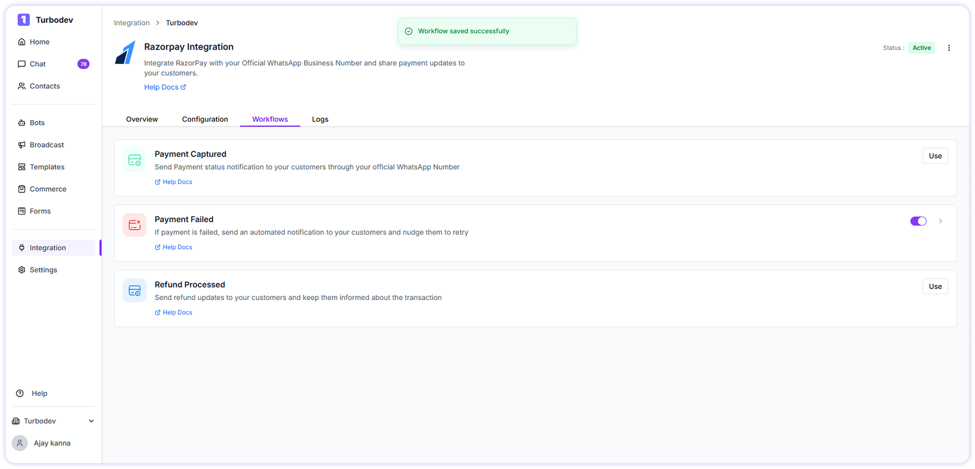 Razorpay Payment Failed Toggle