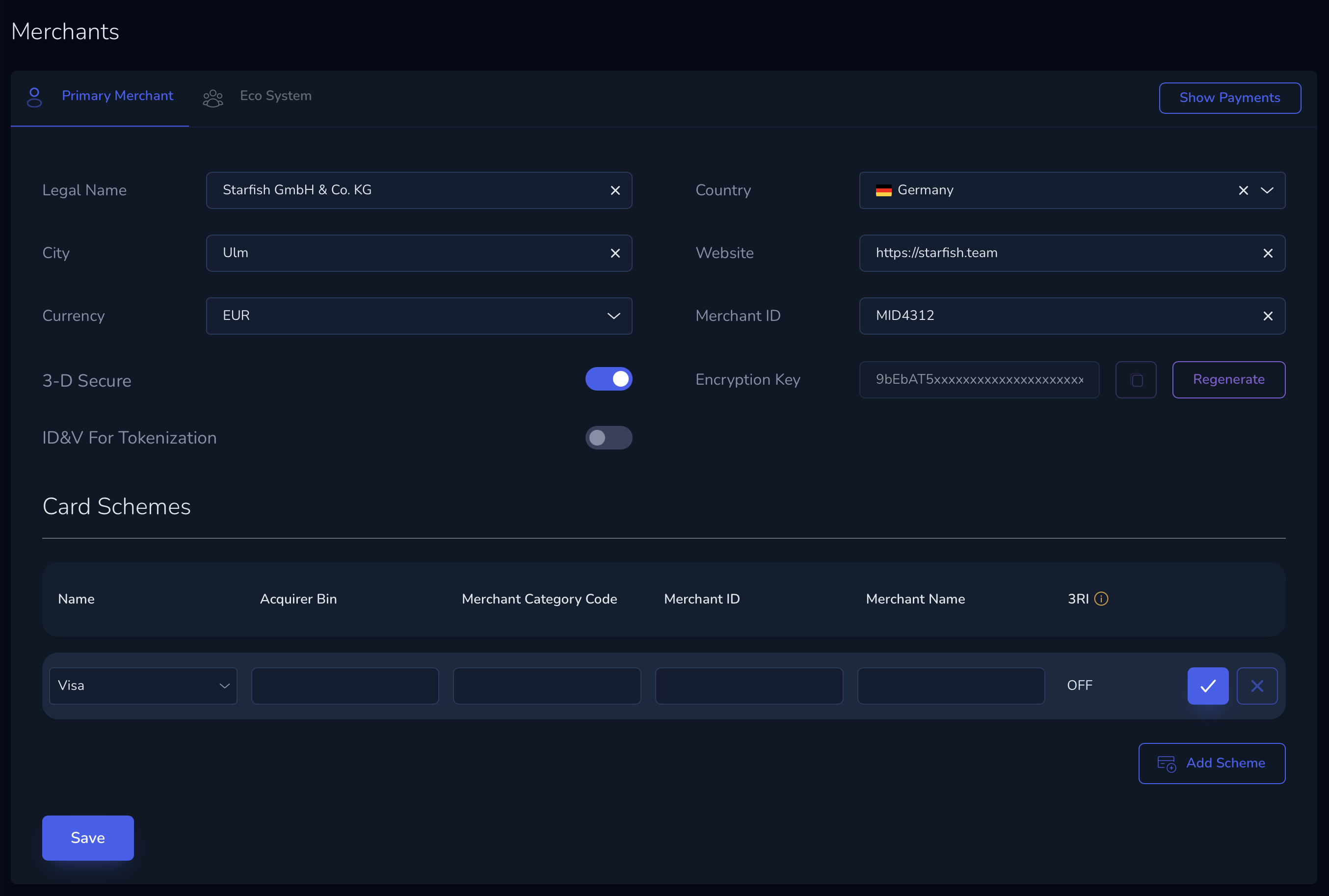 Merchant 3-D Secure configuration