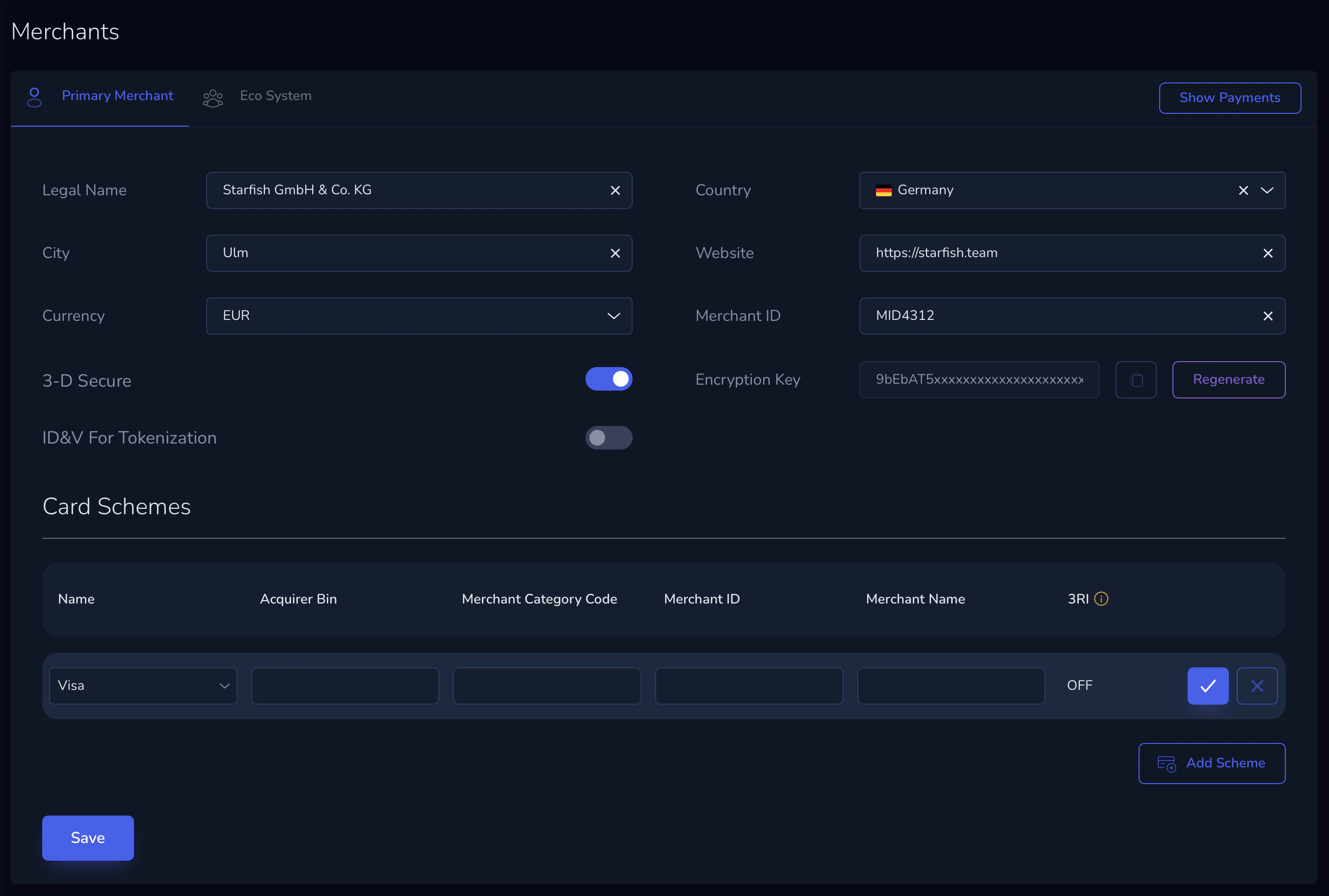 Merchant 3-D Secure configuration