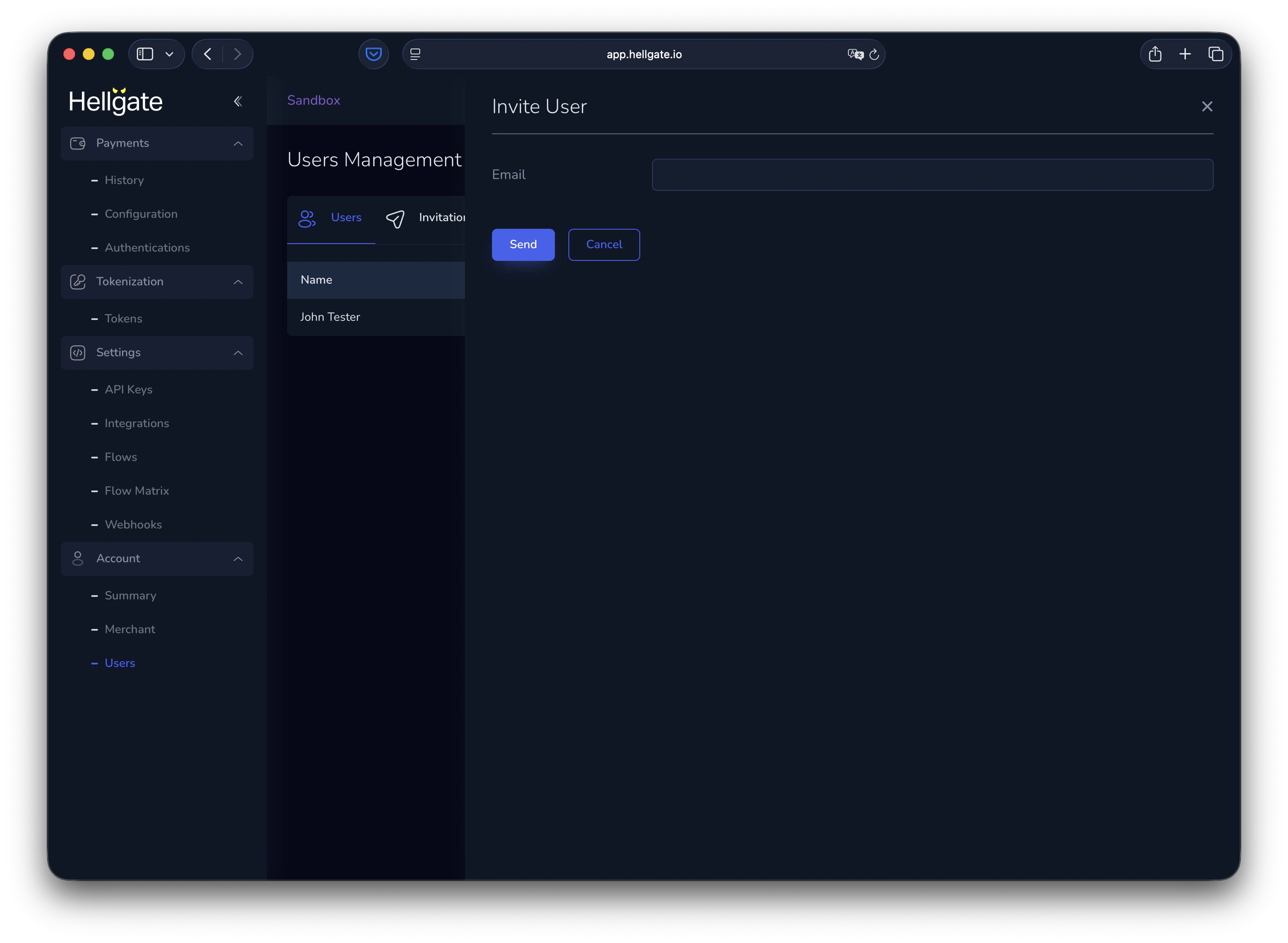 Invite user form