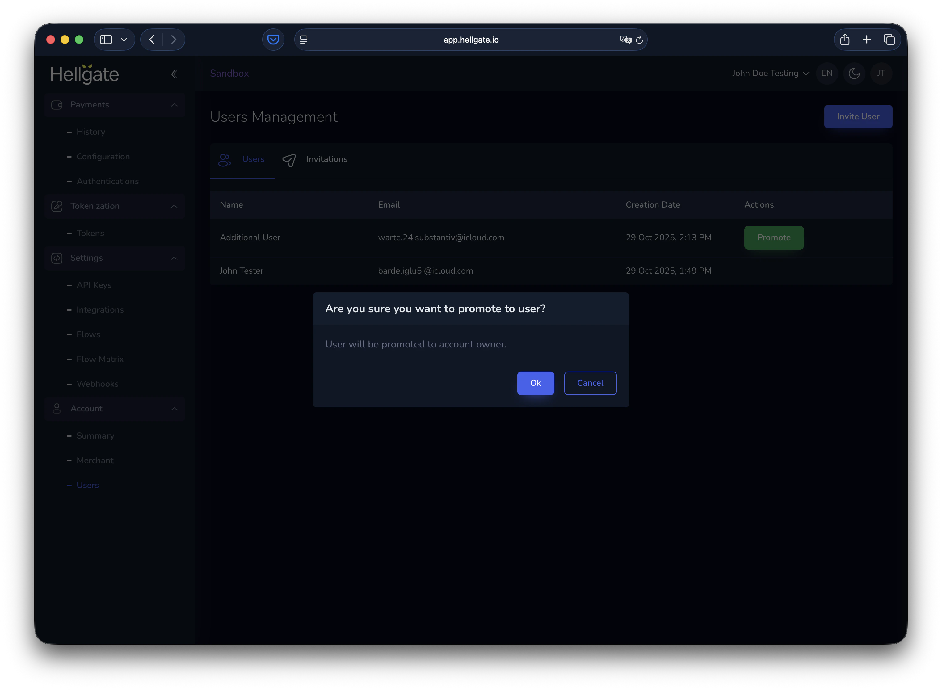 Promote user confirmation