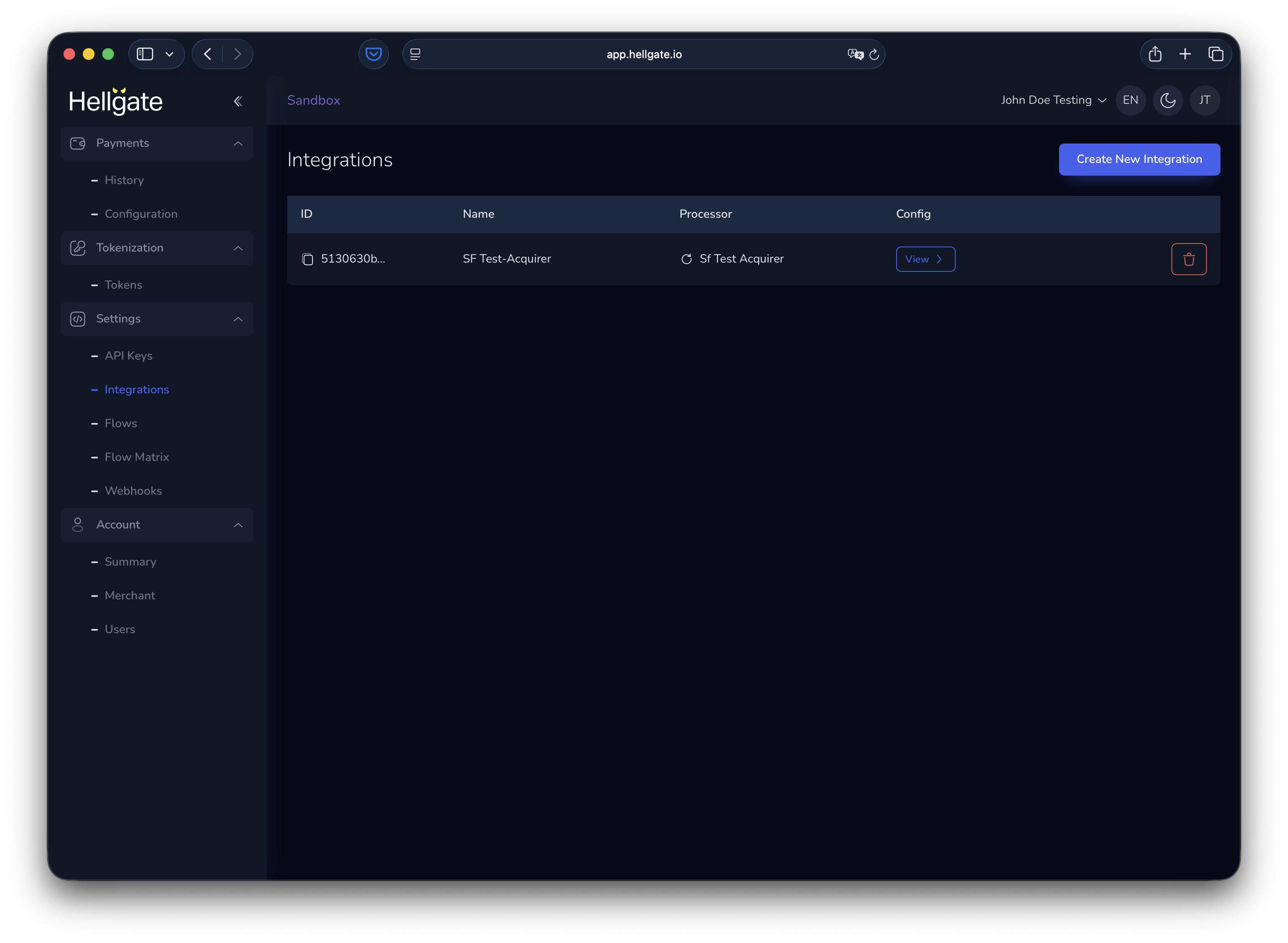Integrations list in Commerce Dashboard