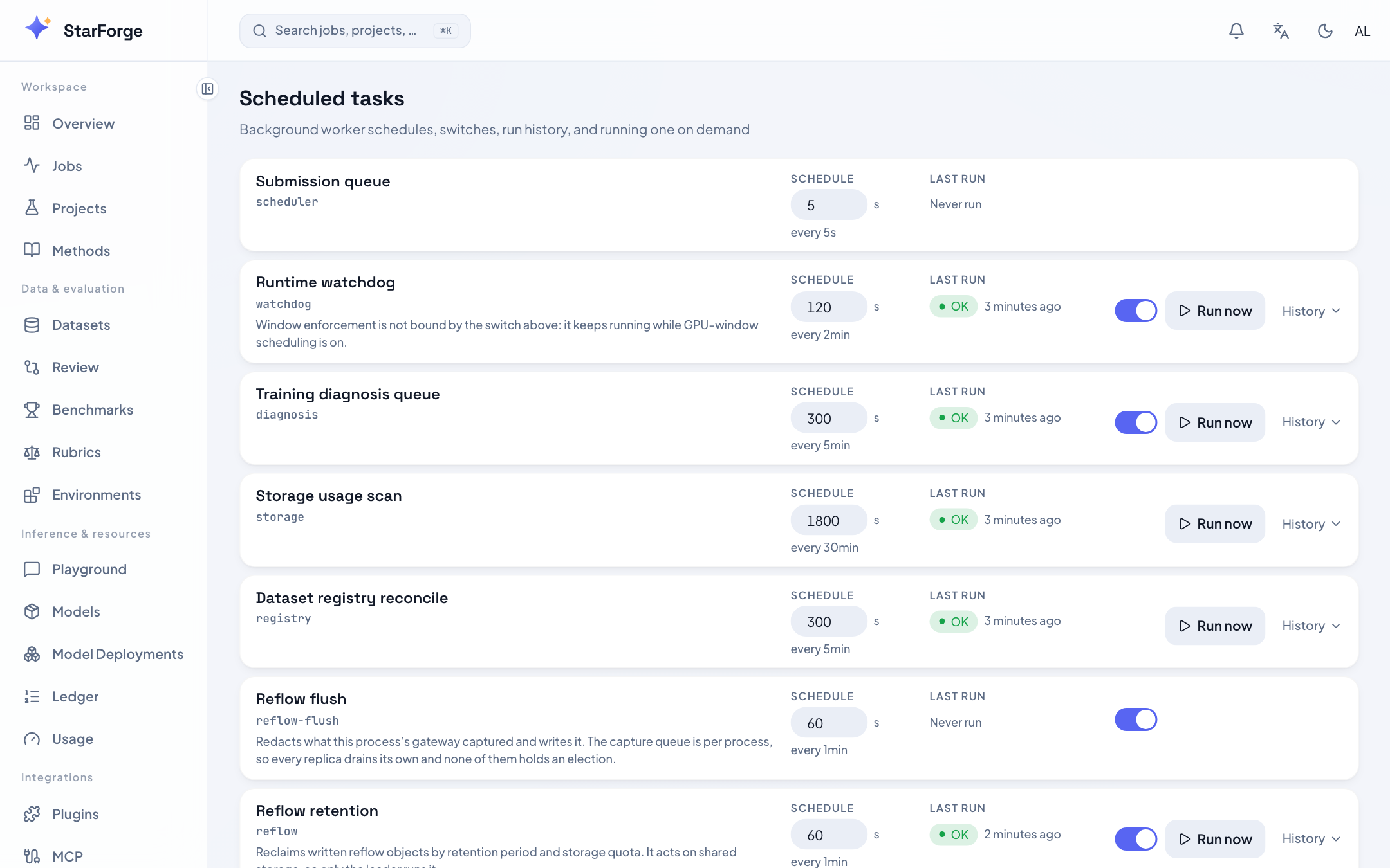 StarForge scheduled tasks