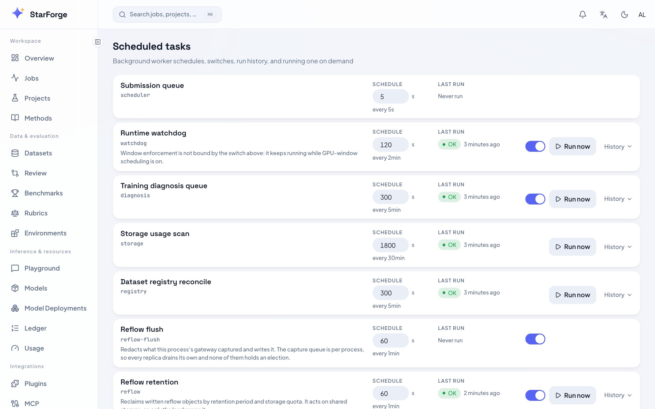 StarForge scheduled tasks