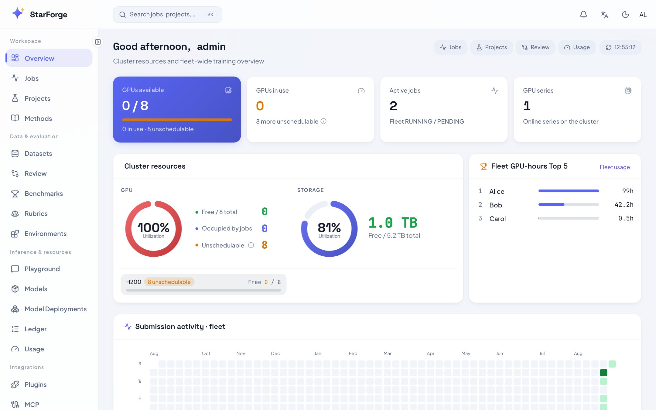 StarForge dashboard