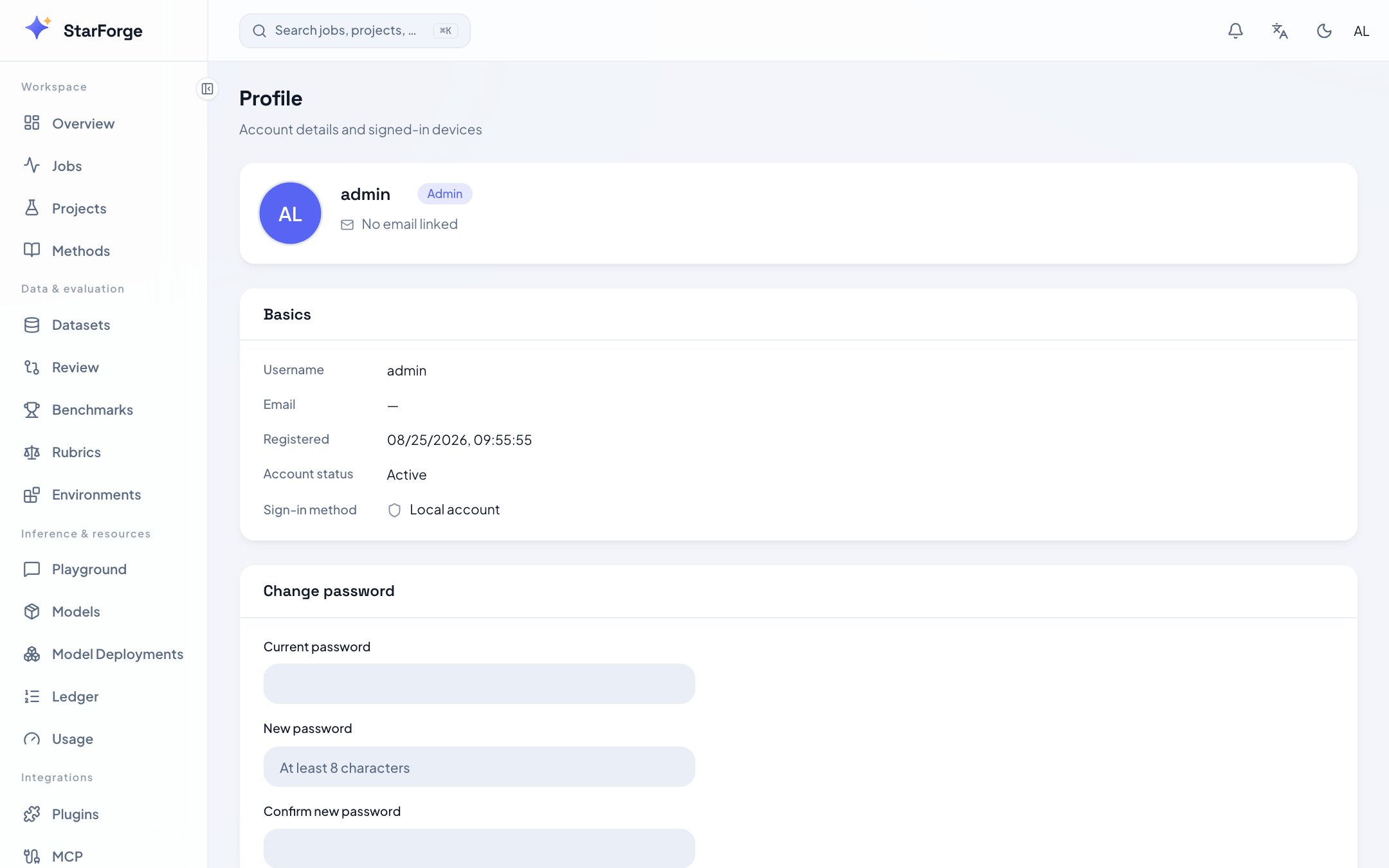 StarForge profile page