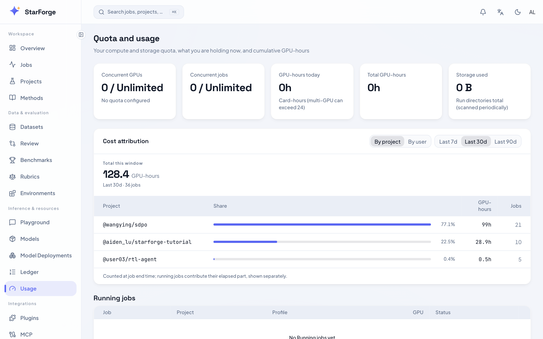StarForge usage page