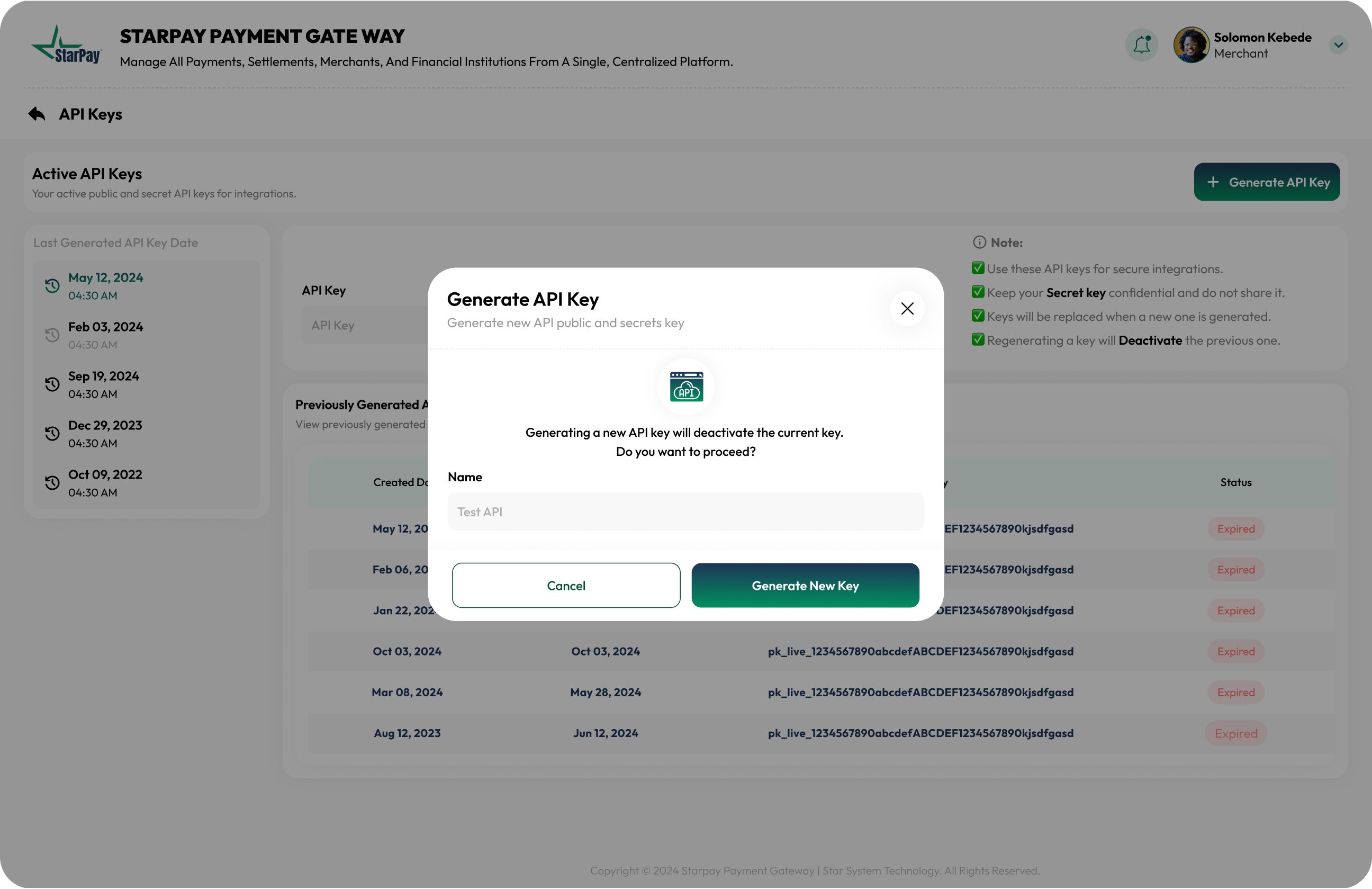 Generate API Key