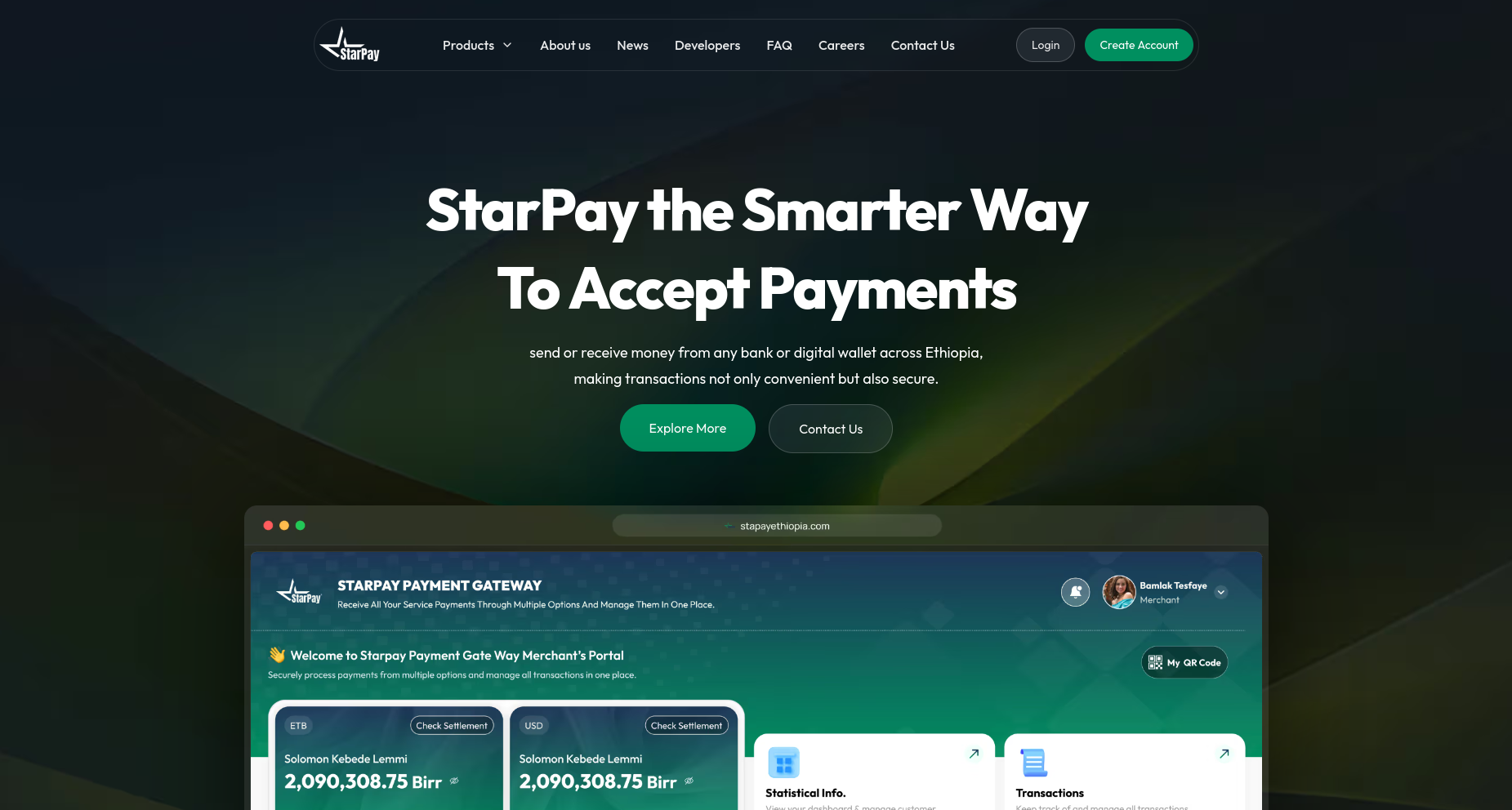 StarPay homepage