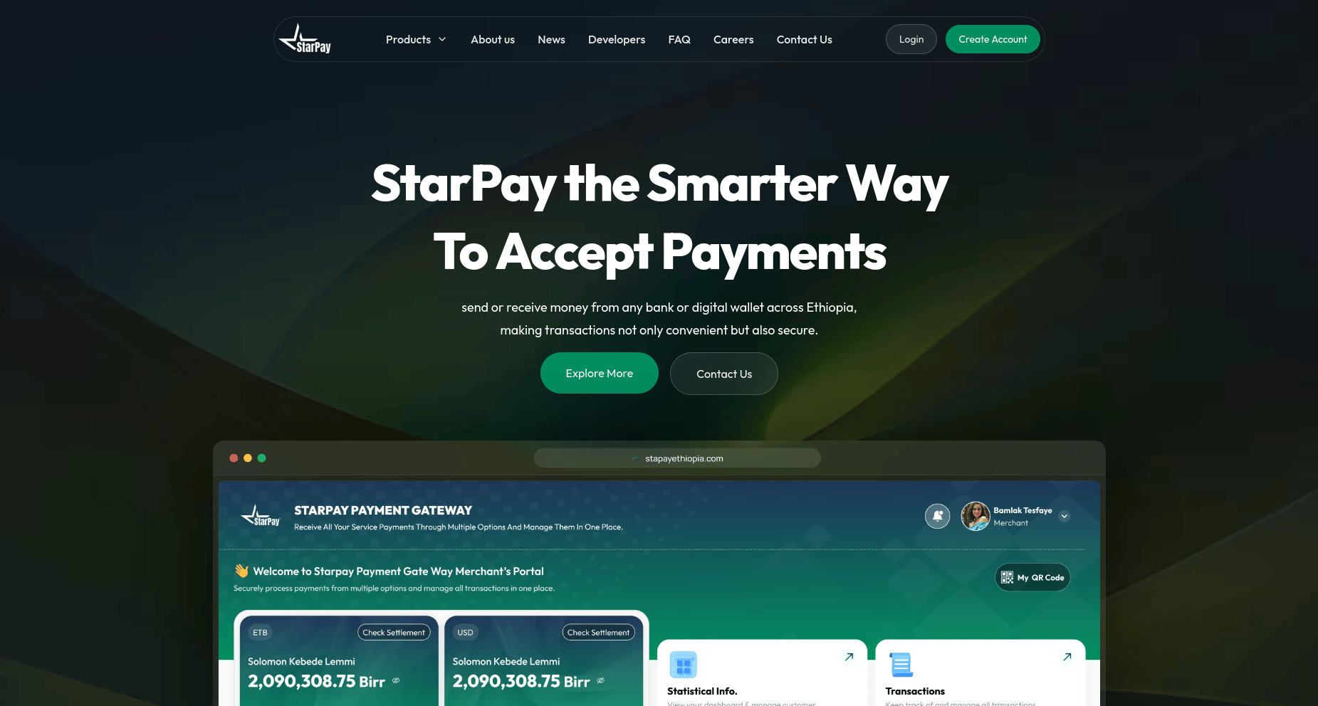 StarPay homepage