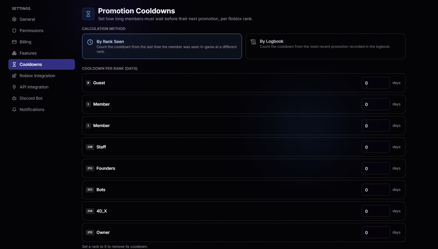 Your cooldown and recent rank changes