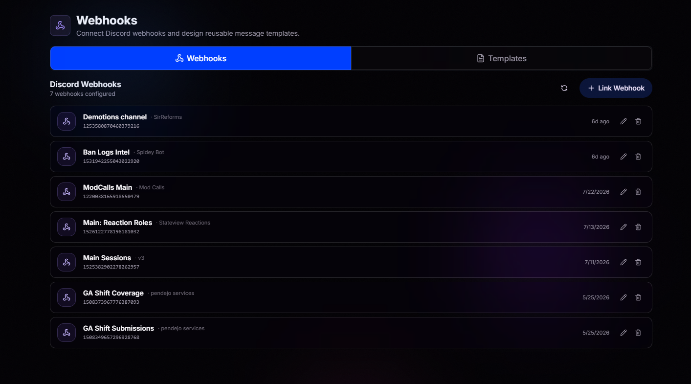 Discord webhooks linked in BloxCord