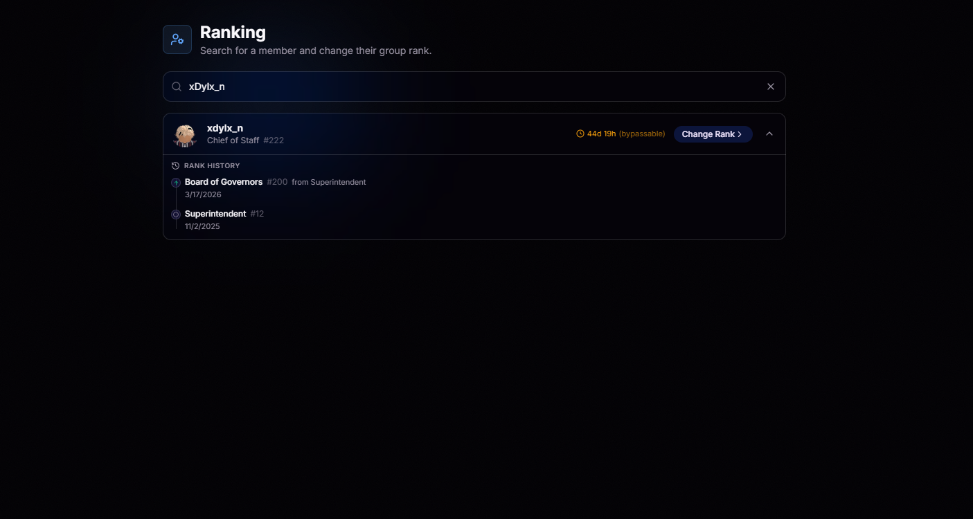 Ranking search for a member