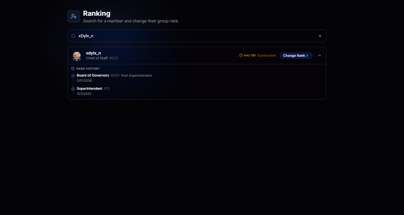 Ranking search for a member