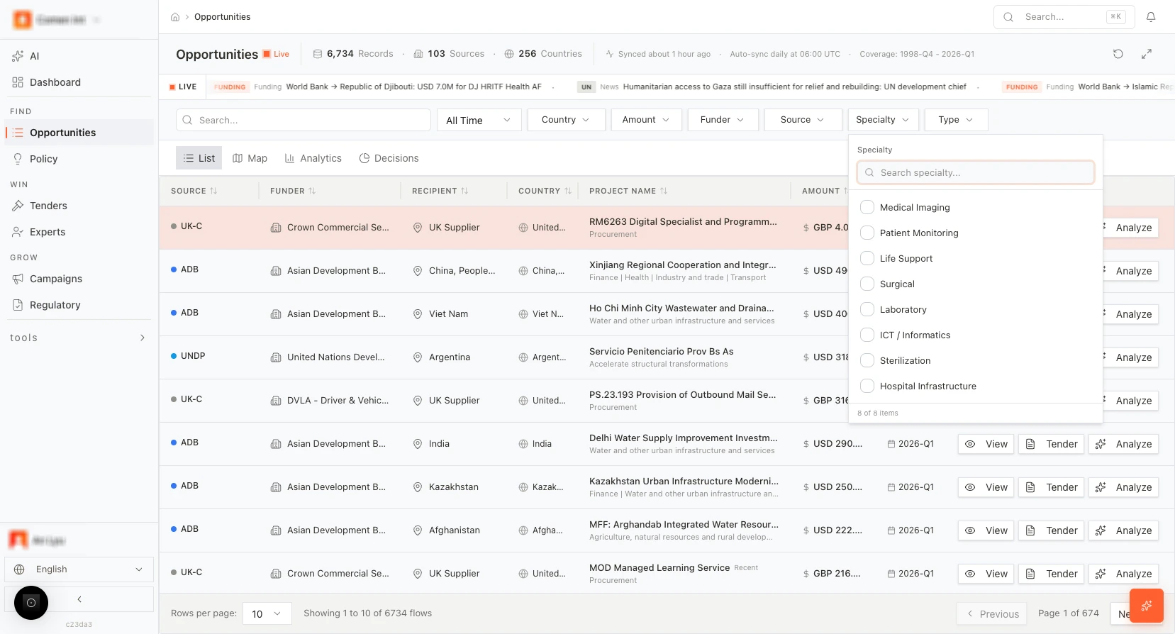MedTech device-type filter