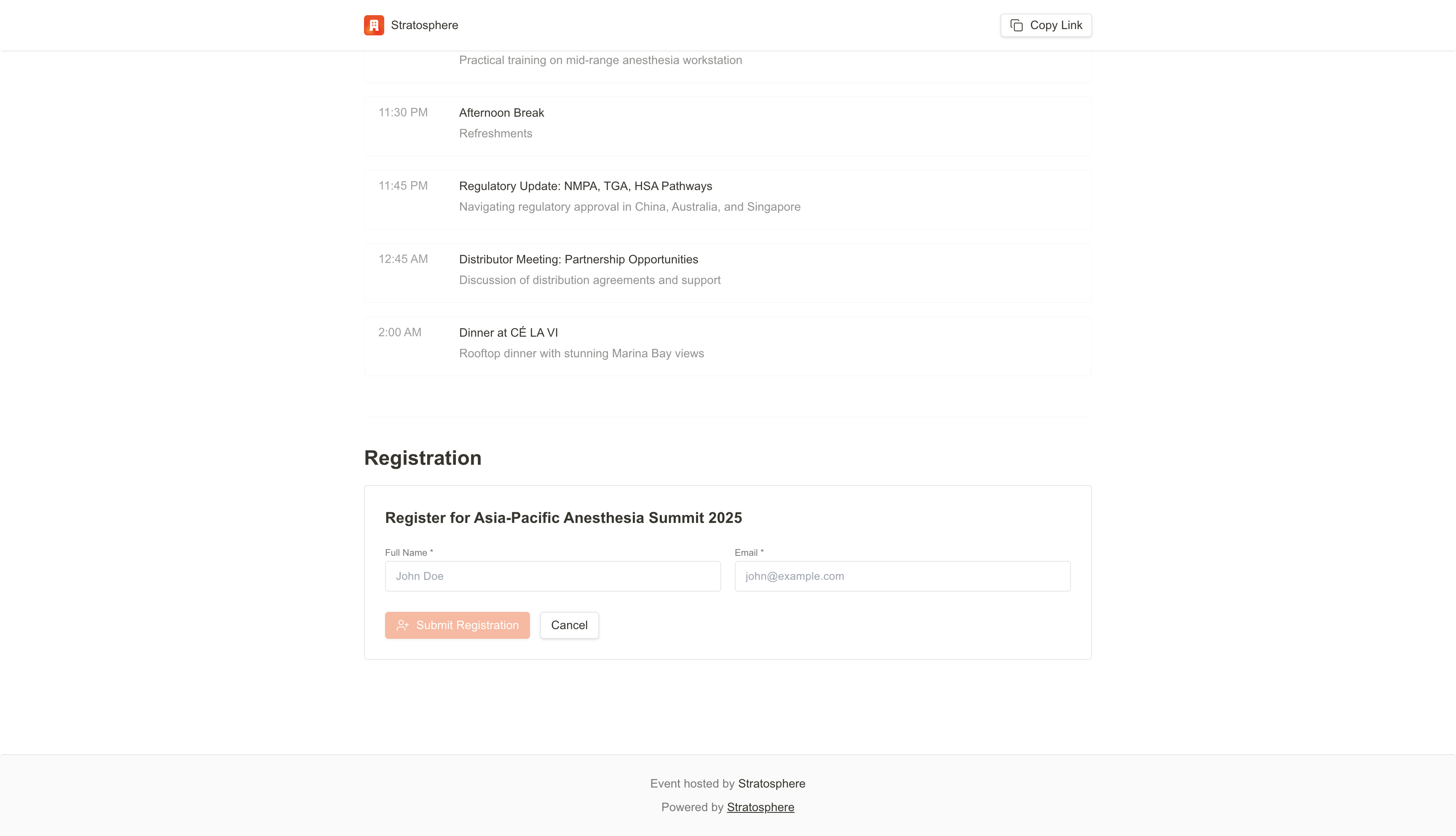 Public event registration form