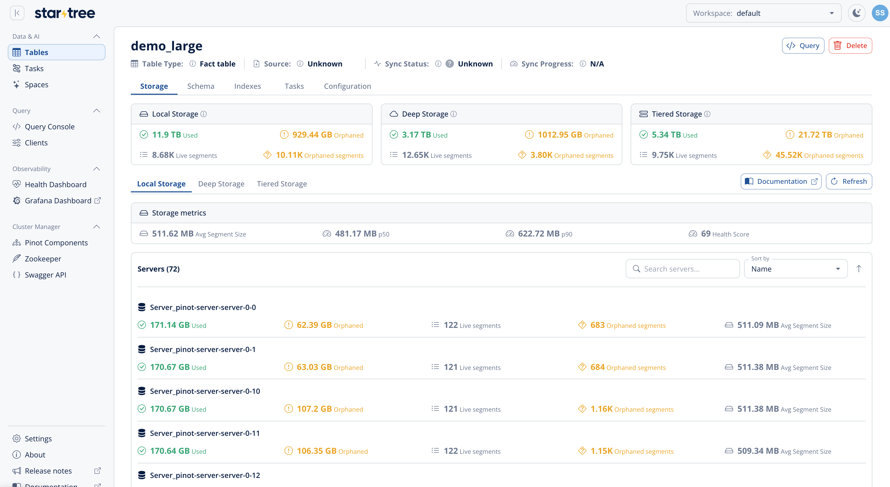 Local Storage tab in the Data Portal