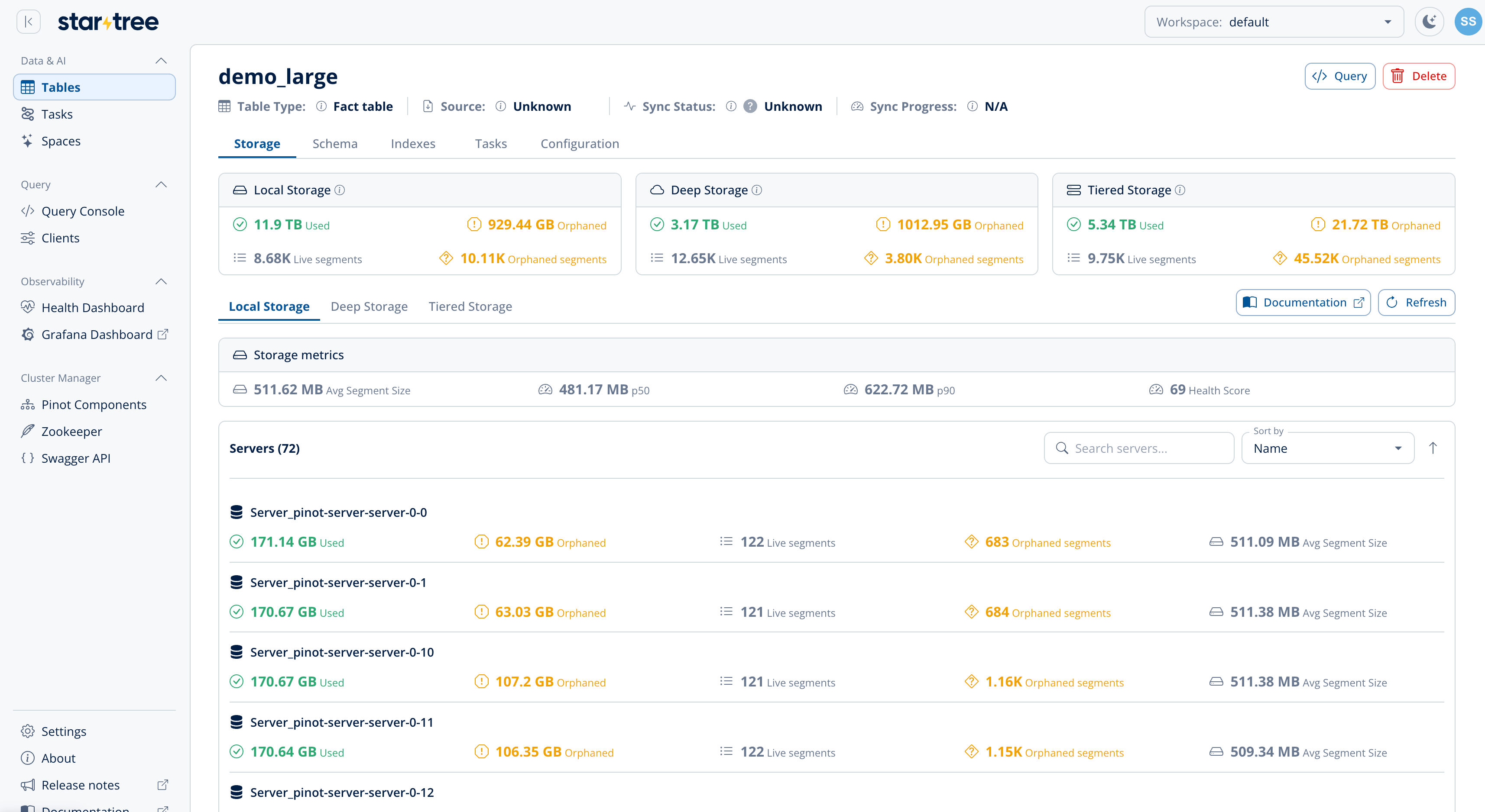 Local Storage tab in the Data Portal