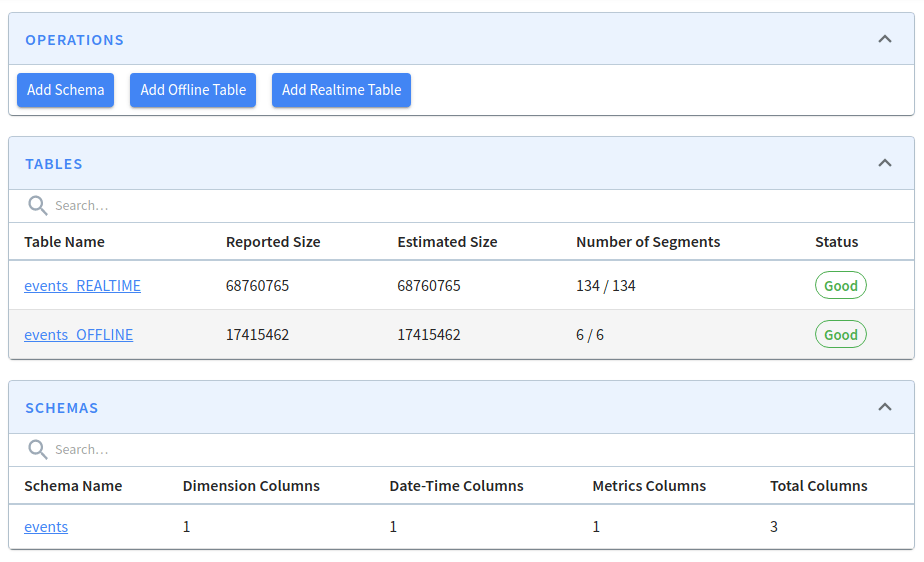 Real-Time and Offline Tables