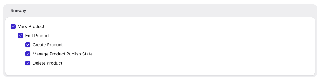 Screenshot of Runway's User Permissions