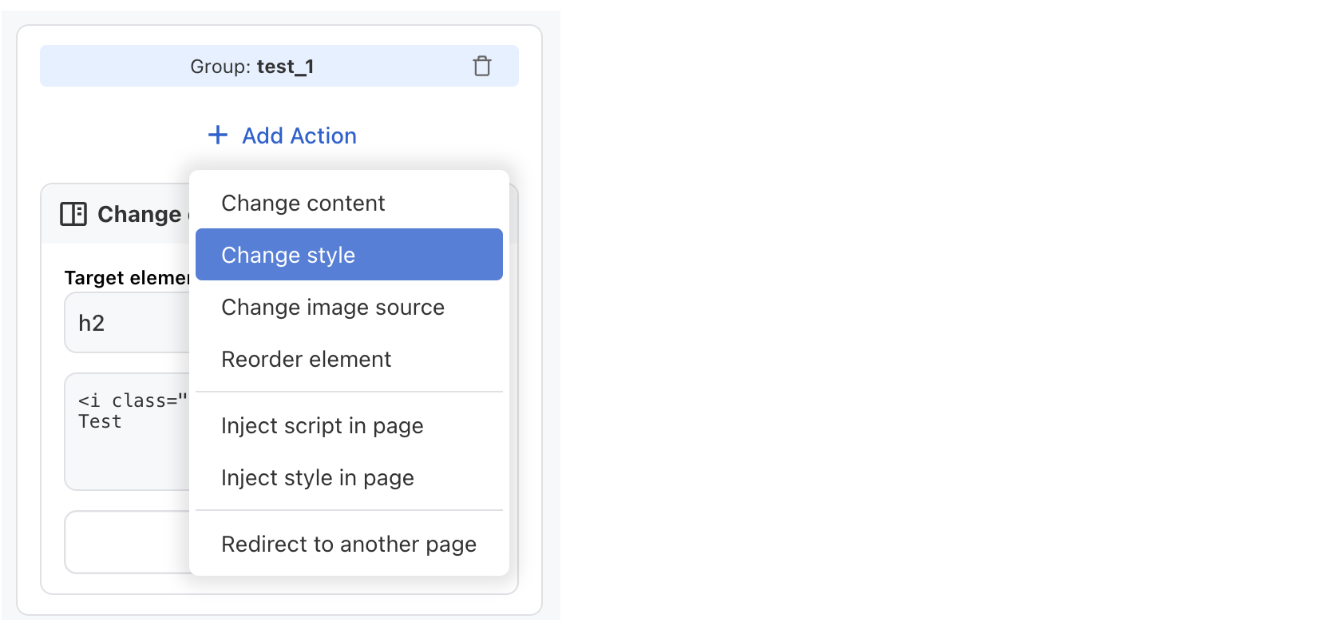 Adding additional experiment actions to the same test