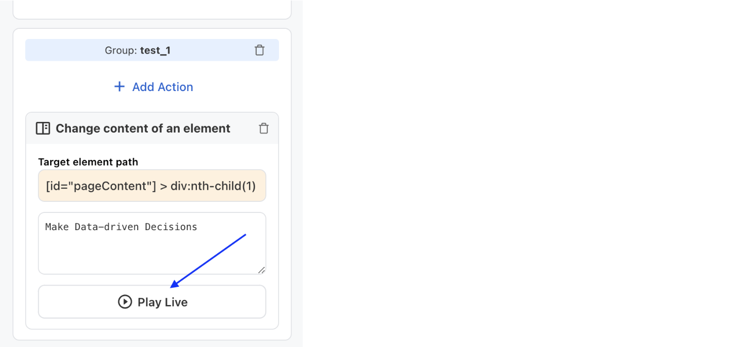 Content update interface with preview functionality