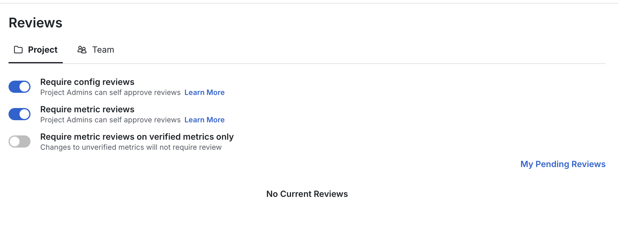 Review setting interface
