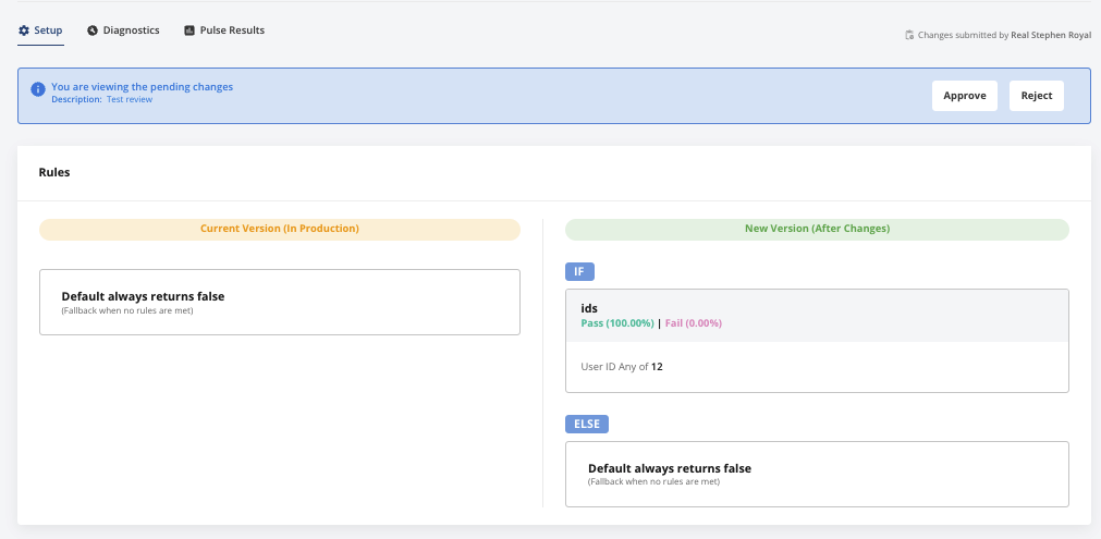 Review groups setup interface